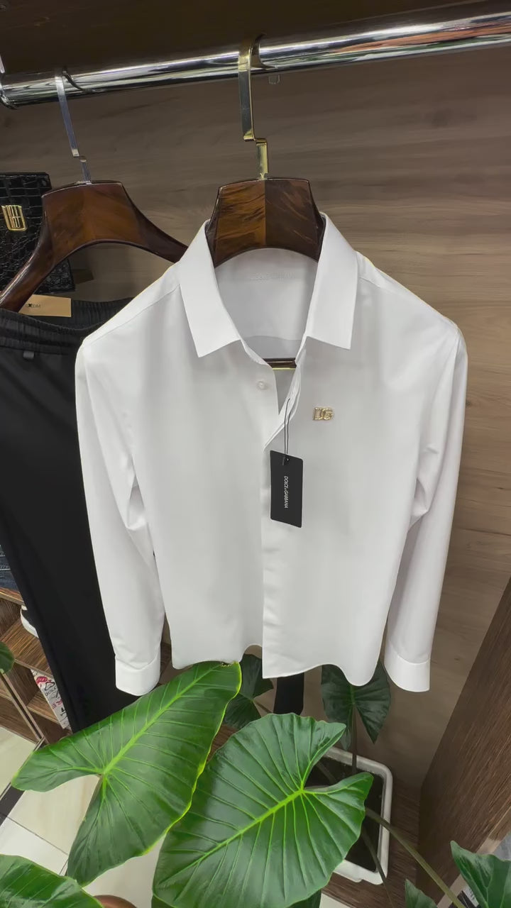 DG Gizli Düğmeli Saten Gömlek (GOLD LOGO)