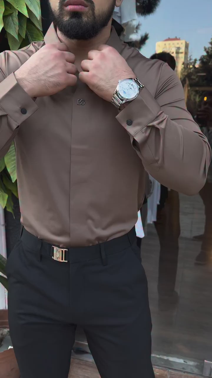 DG Koyu Kahve Gömlek & Siyah Pantolon Takım