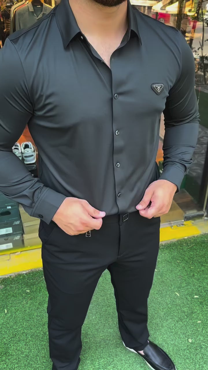 Prada Siyah  Düğmeli Non İron Kumaş Gömlek & Kumaş Pantalon